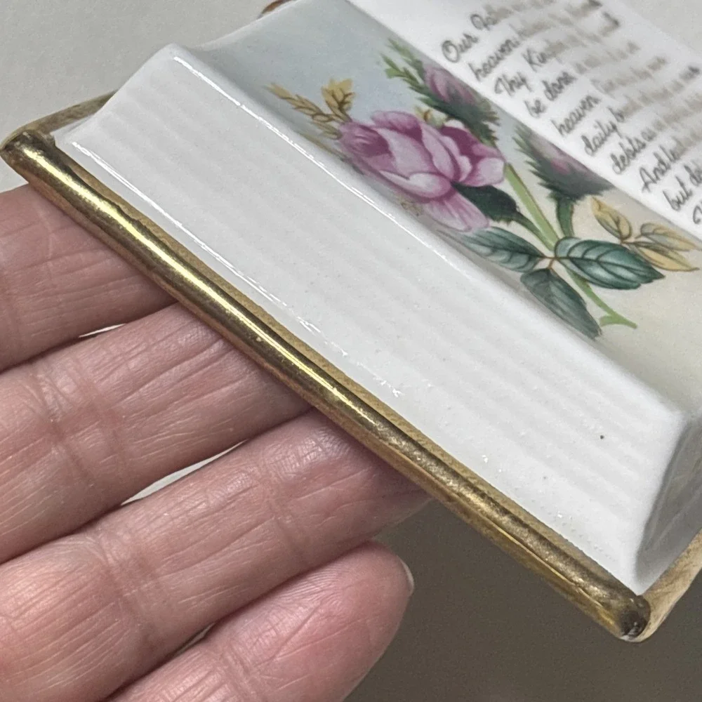 Vtg Porcelain Open Book Wall Hanging The Lord's Prayer Grandma